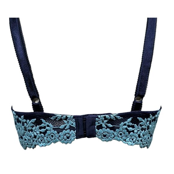 2 Wacoal Sexy Lace Underwire Bra 36D Sheer Pink Silver Blue Floral Lingerie 36 D - Picture 10 of 16